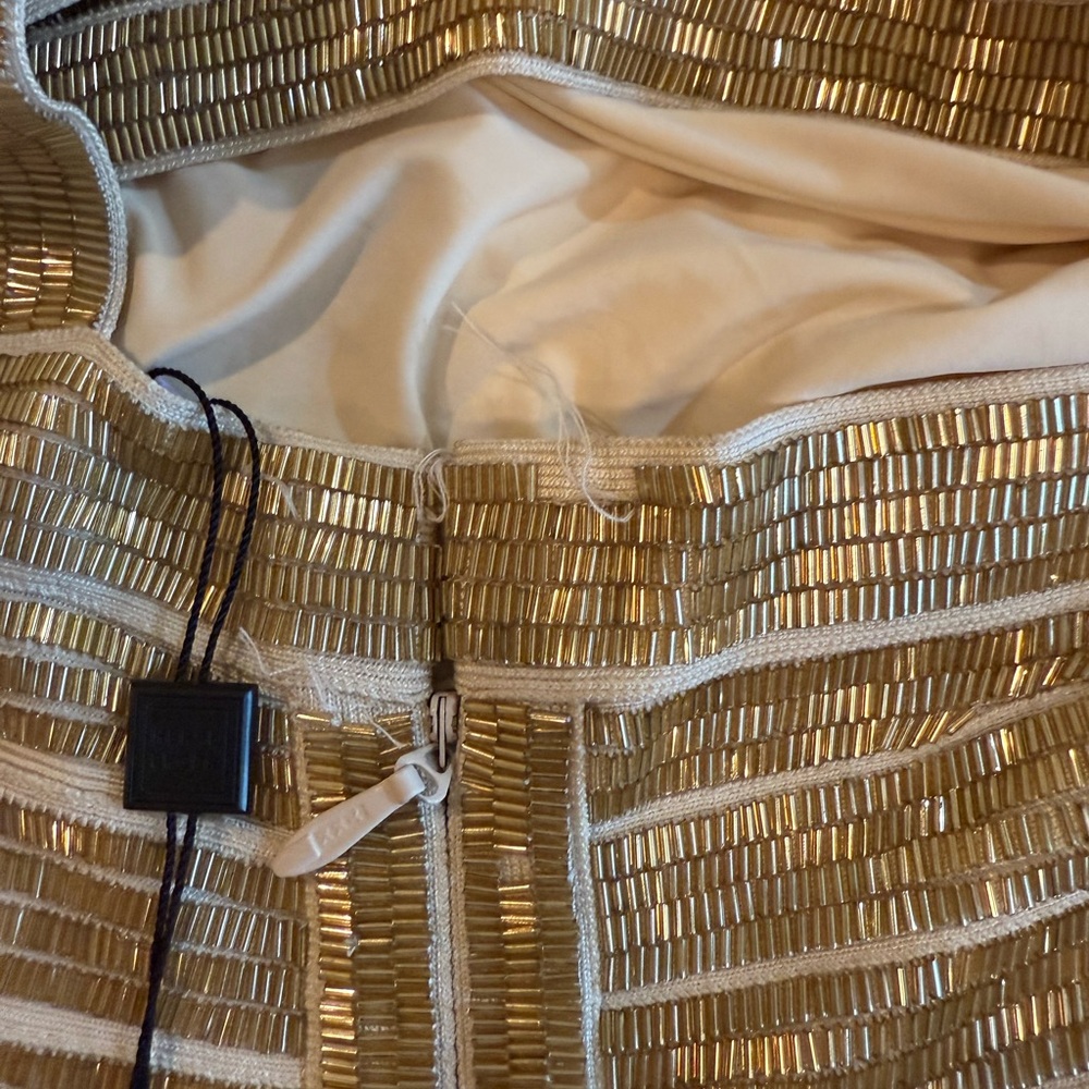 Herve Leger Gold One Shoulder Dress - Picture 7 of 13